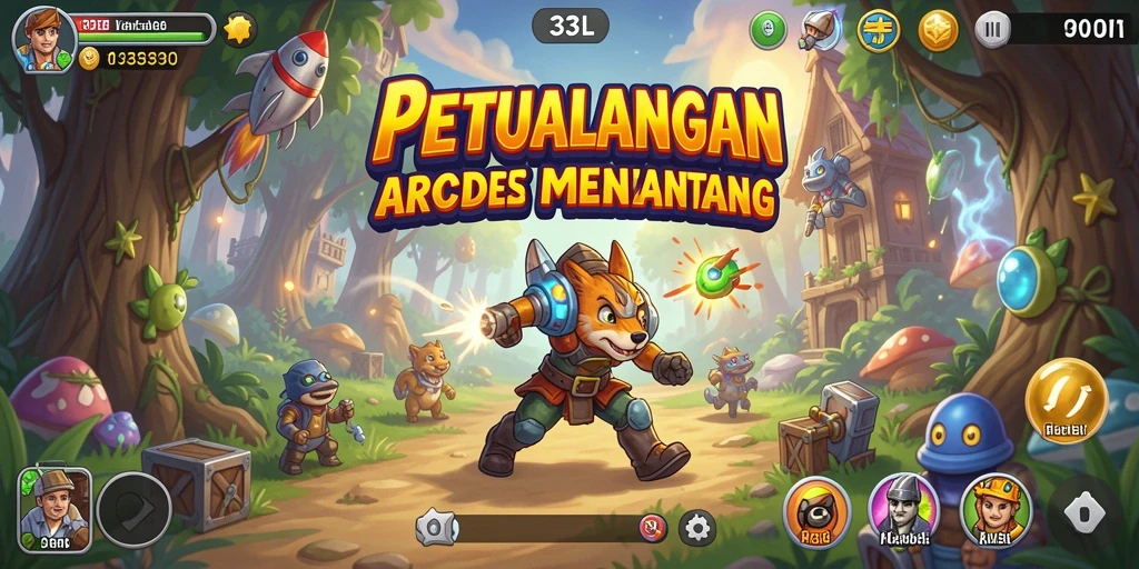 Screenshot utama 33L menampilkan gameplay Arcade yang seru.