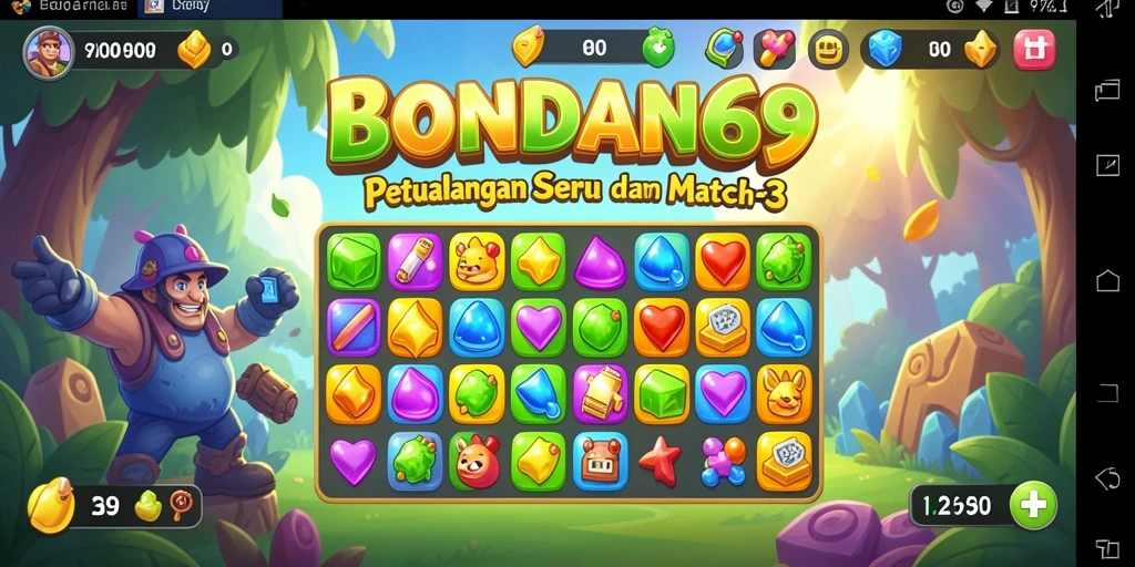 Screenshot gameplay BONDAN69 yang menunjukkan aksi Match-3 seru.