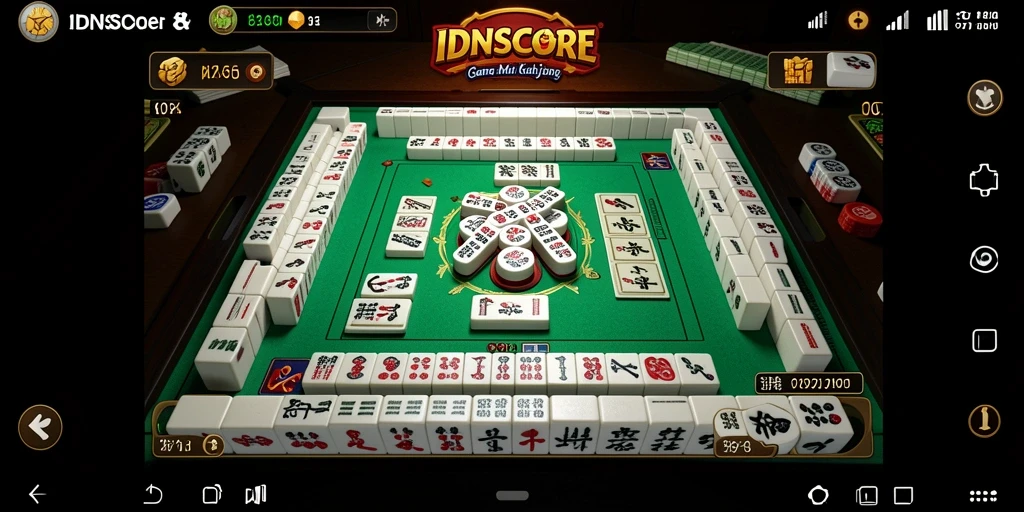 Tampilan gameplay menarik dari IDNSCORE, permainan Mahjong seru dan menantang.
