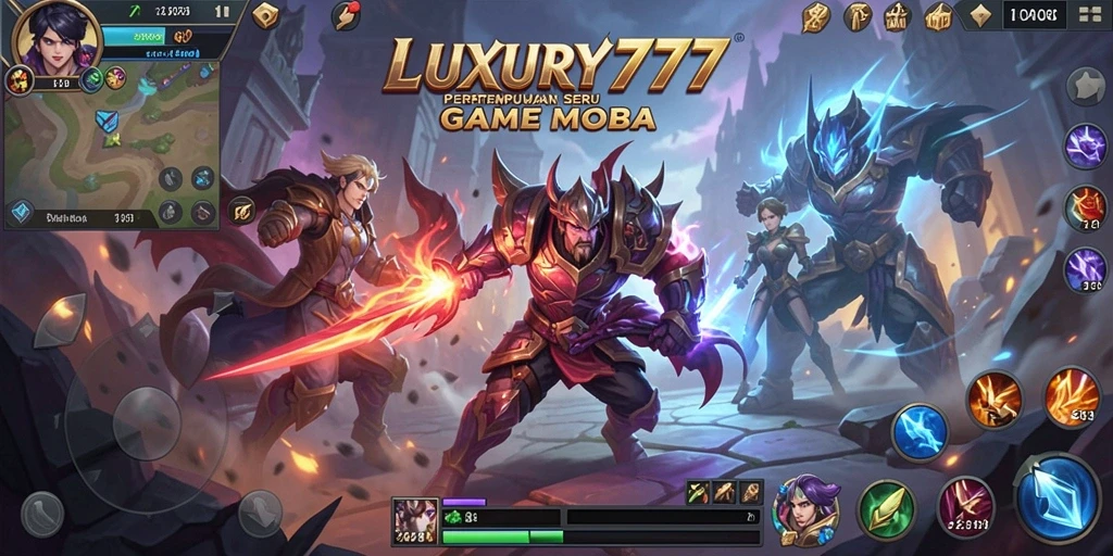 Tangkapan layar gameplay LUXURY777 menunjukkan aksi pertempuran yang intens.