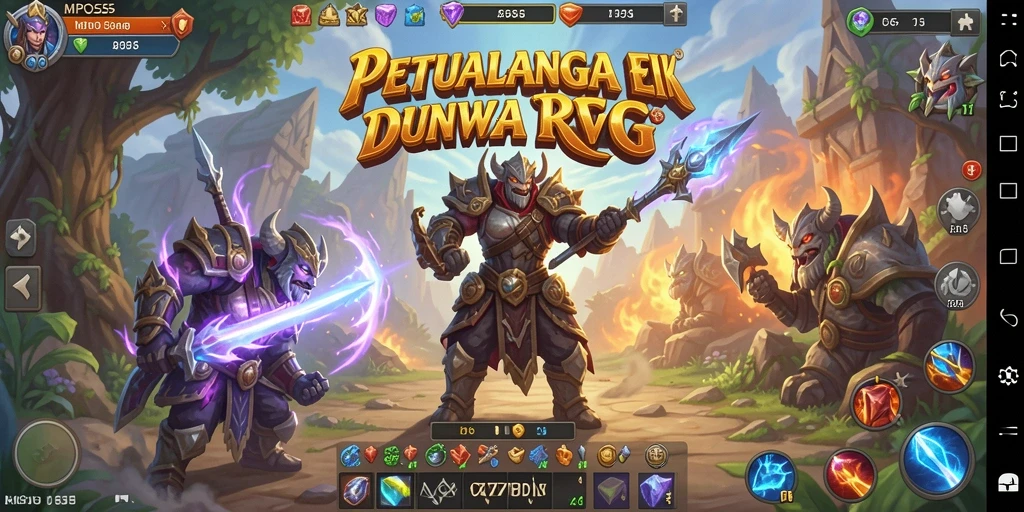 Tampilan gameplay MPO555 yang menampilkan pertarungan epik dan suasana fantastis.