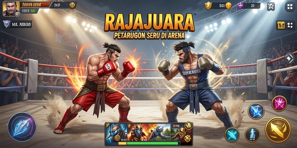 Tampilan gameplay dinamis dan seru dalam RAJAJUARA.
