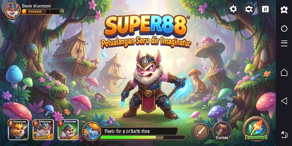 Tampilan gameplay SUPER88 yang penuh warna dan menantang.