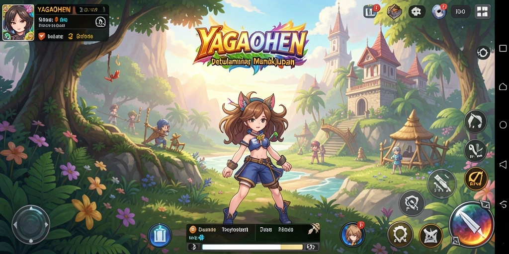 Screenshot gameplay YAGAOHEN yang menampilkan pertarungan karakter anime.